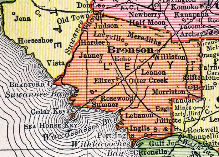 Levy County Florida Map  Cities And Towns Map