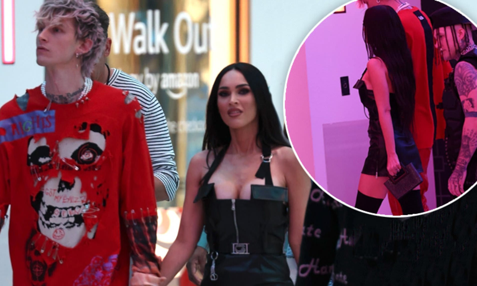 Megan Fox puts on a busty display in sexy LBD as she holds hands with fiance Machine Gun Kelly