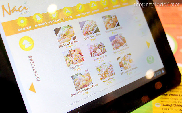 NACI Comfort Food Menu Tablets