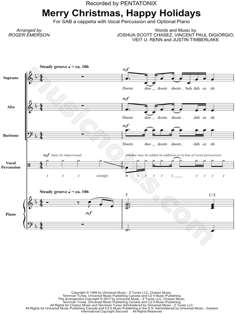Stevengood: Merry Christmas Happy Holidays Chords Piano
