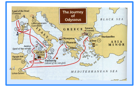 Map Of Odysseus Journey In The Odyssey