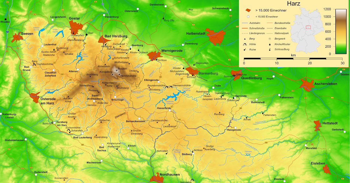 Harz Karte Landkarte - Harz Karte Sehenswürdigkeiten | goudenelftal