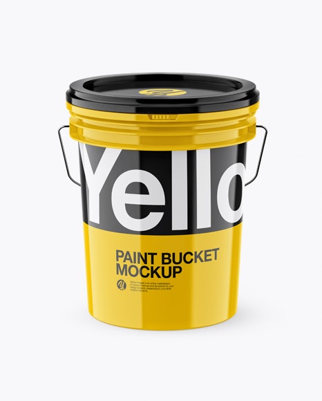 Download Free Glossy Plastic Paint Bucket Mockup High Angle Shot PSD Mockup Templates