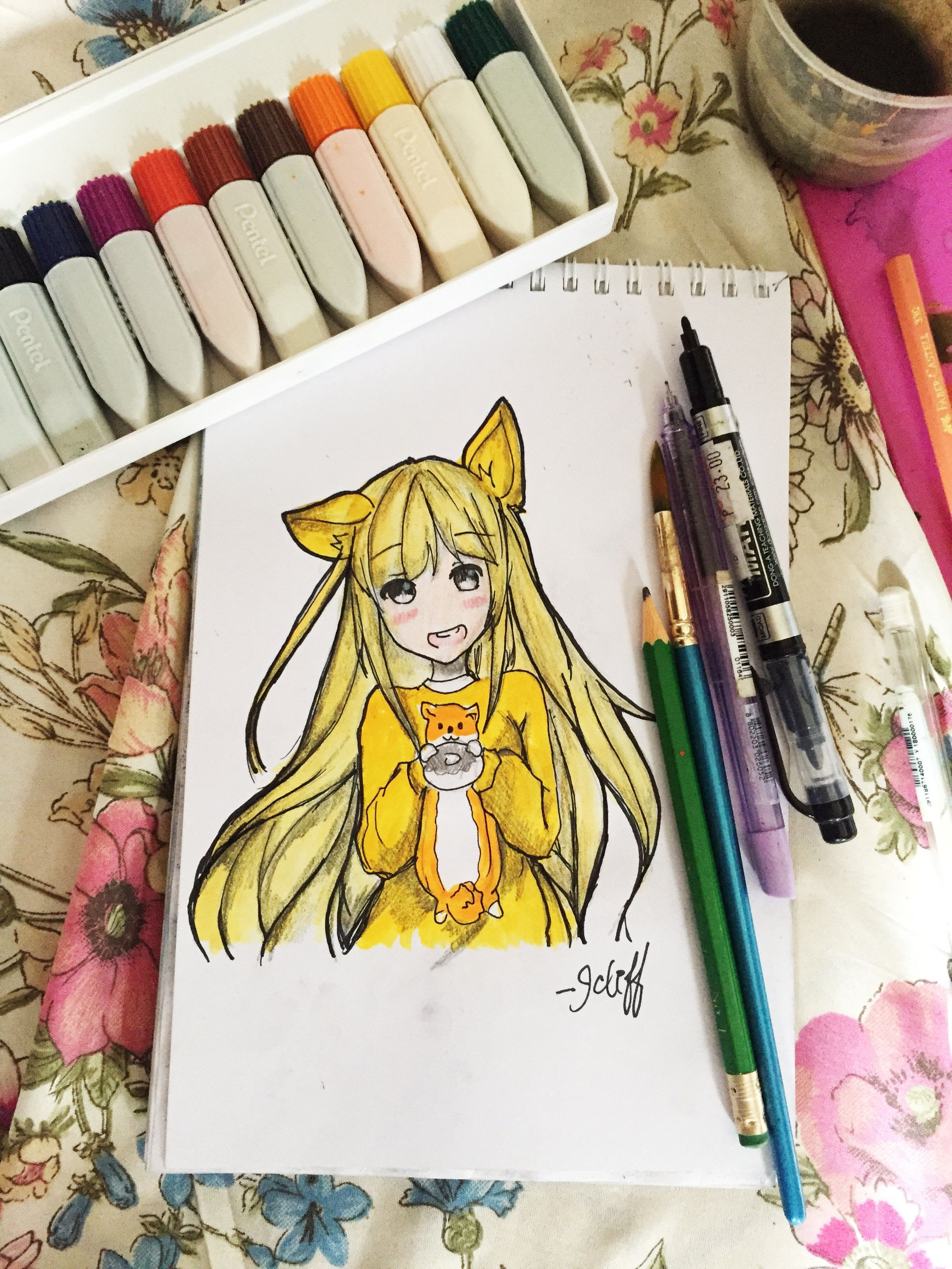 Watercolor Anime Drawing
