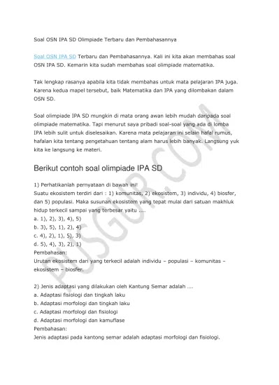 Soal Dan Pembahasan Olimpiade Ipa Smp 2021 Pdf Juragan Soal