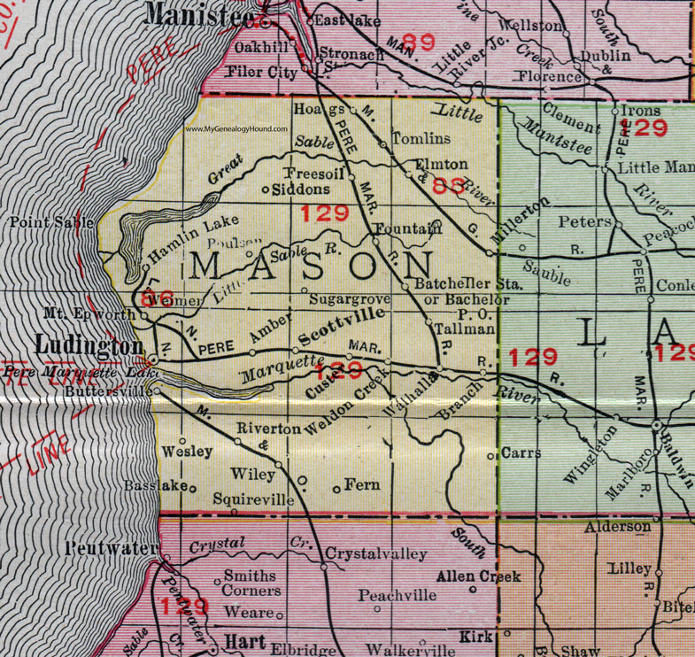 Mason County Michigan Map  Cities And Towns Map