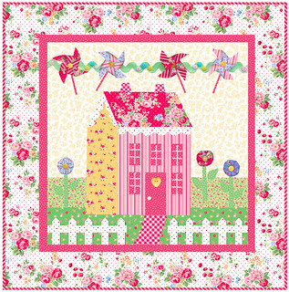 Little Garden House in Spring by Shabby Fabrics in Pam Kitty Love fabric