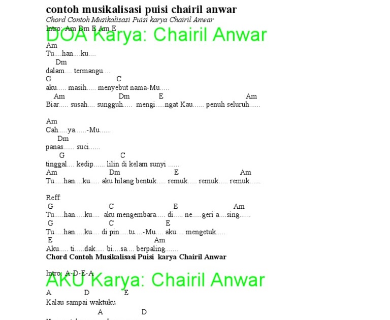 Not Pianika Aku Chairil Anwar Cikimm Com
