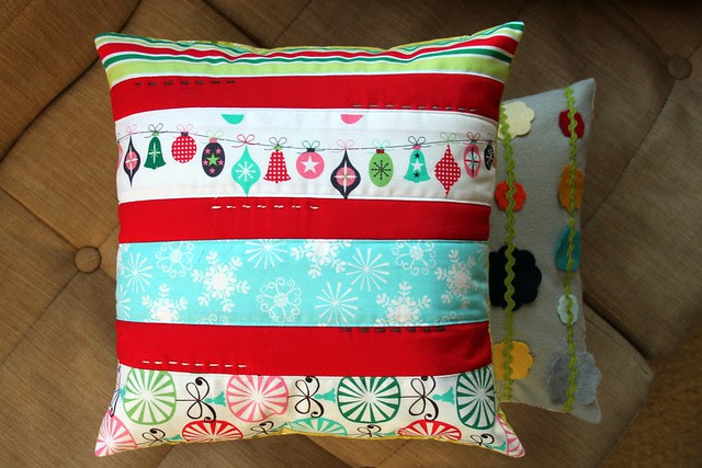 Quilted Stripes Christmas Pillow