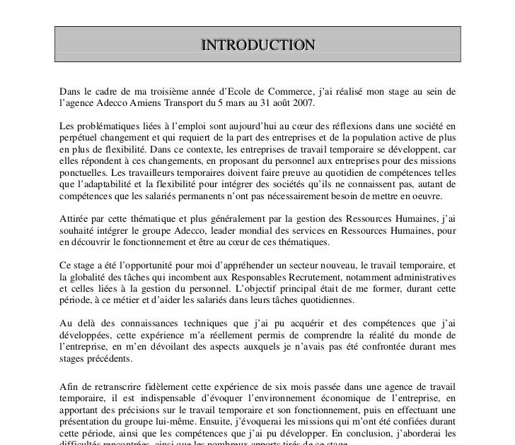 34 Exemple Introduction Rapport De Stage 3eme Pdf