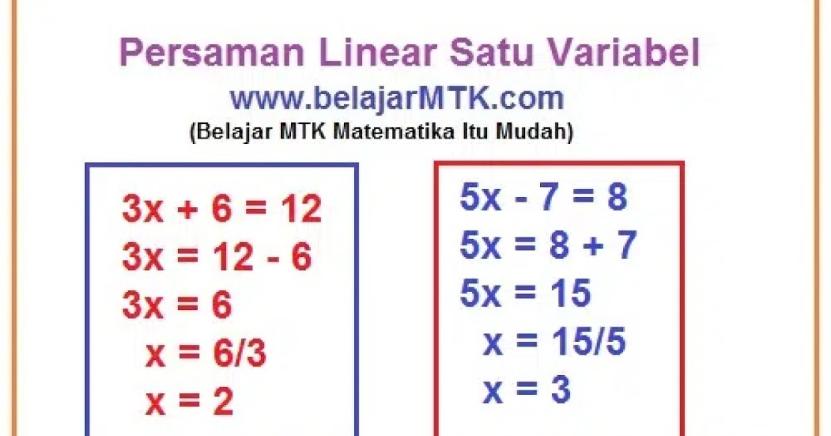 Contoh Soal Persamaan Linear Satu Variabel Kelas 10 Sma - Contoh Soal