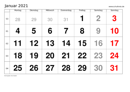 Kalenderpedia 3 Monatskalender 2021 Zum Ausdrucken ...