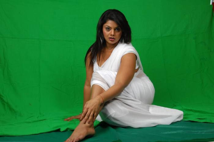 Tamilzone: Hot Swathi Verma Showing her assets Photo Shoot in White Saree