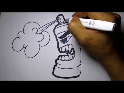 Spray Pilox Grafiti Gambar Kartun Keren Hitam Putih 3d 