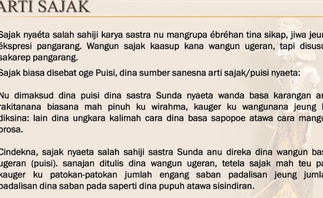 Sajak Kaasup Kana Salah Sahiji Karya Sastra Wangun Puisi