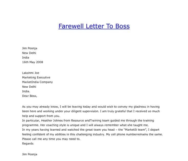 Contoh Surat Farewell Letter