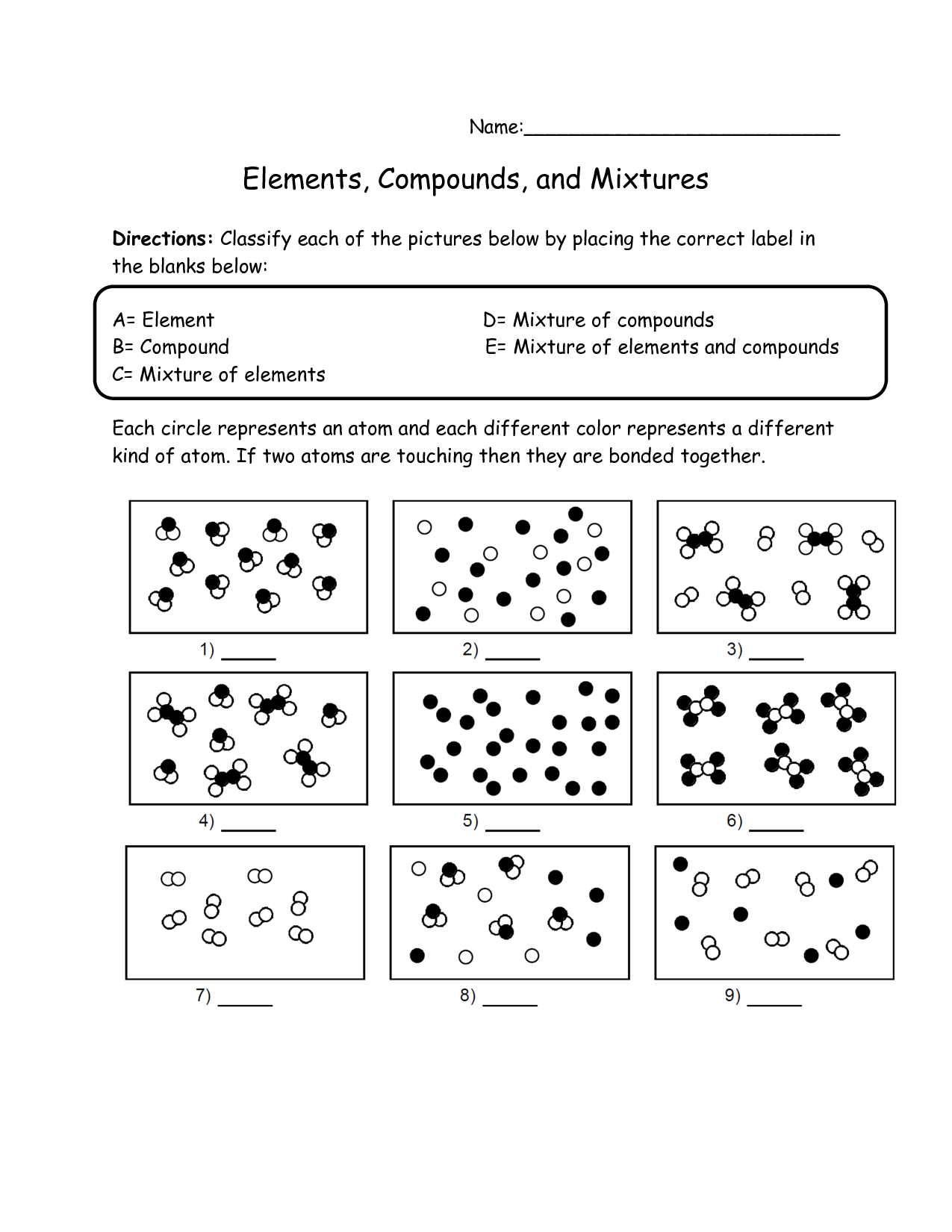 Elements Compounds and Mixtures Worksheet/ Crossword Puzzle by With Elements Compounds And Mixtures Worksheet