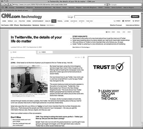 CNN Twitterville Story Page With Verisign Ad