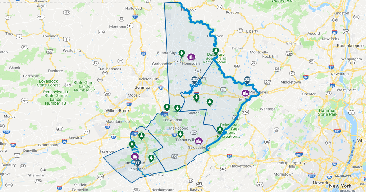 Poconos Map Color 2018