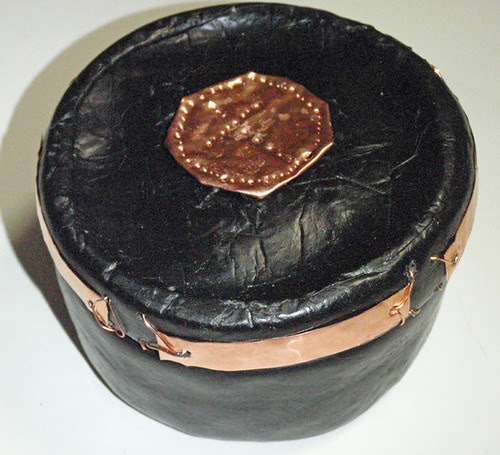 faux leather box with copper accents