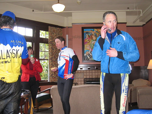 Finishers milling around and eating snacks