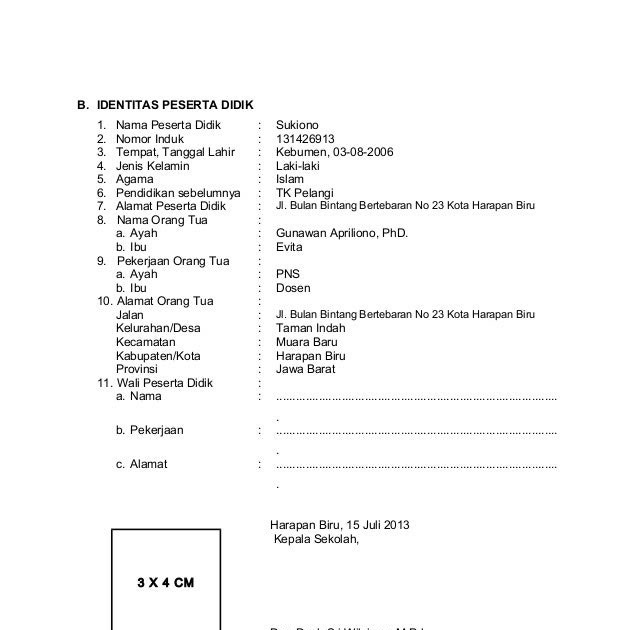 Contoh Biodata Bahasa Sunda