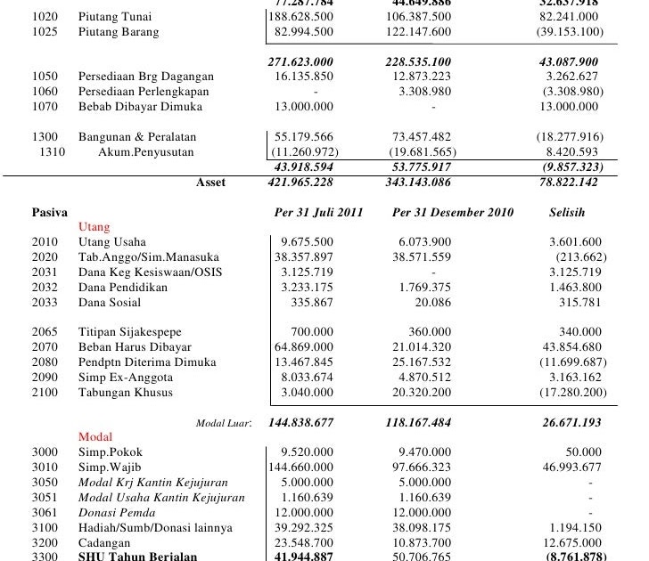 Contoh Laporan Keuangan Koperasi Pdf Contoh Dr