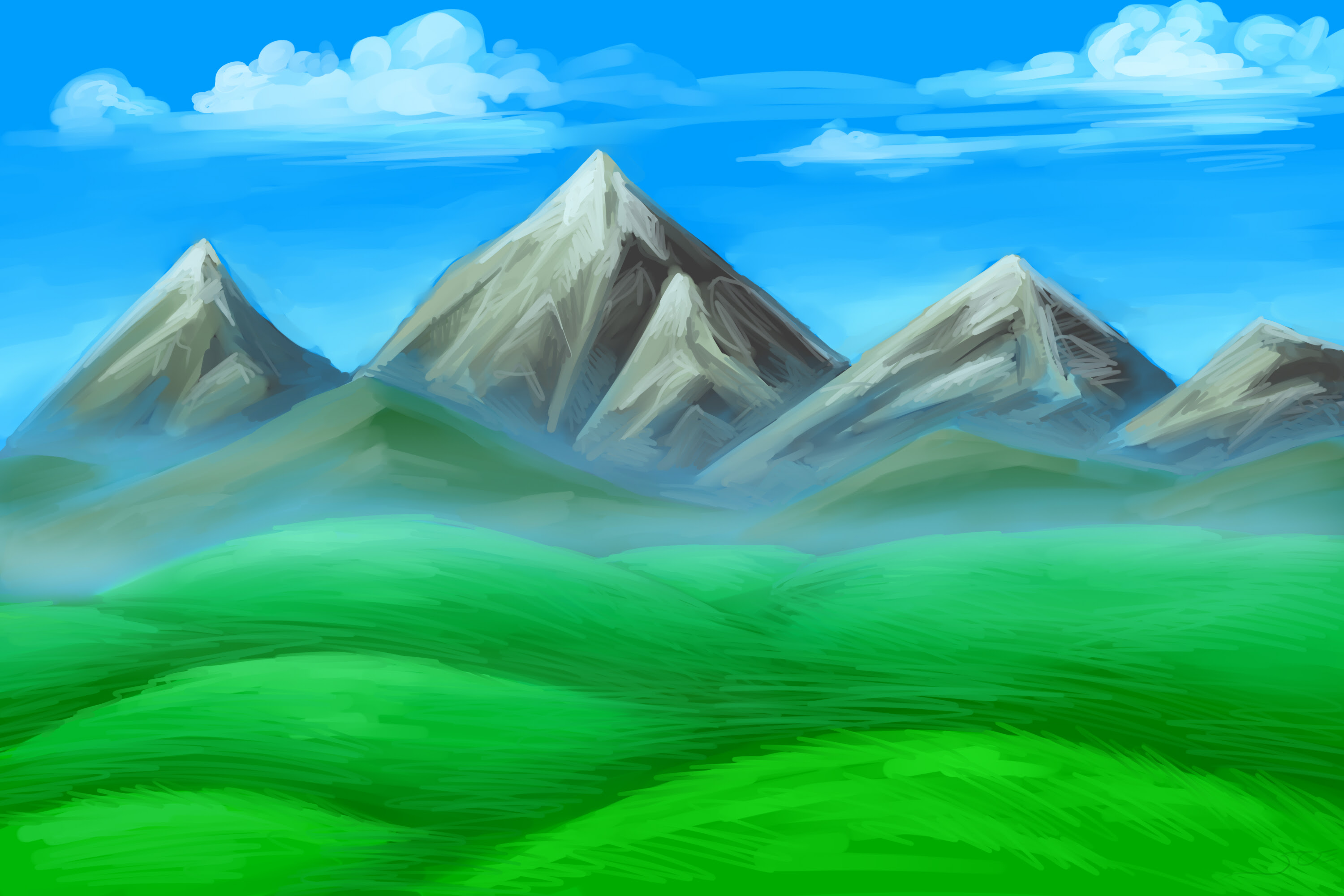 Easy Mountains Drawing Color