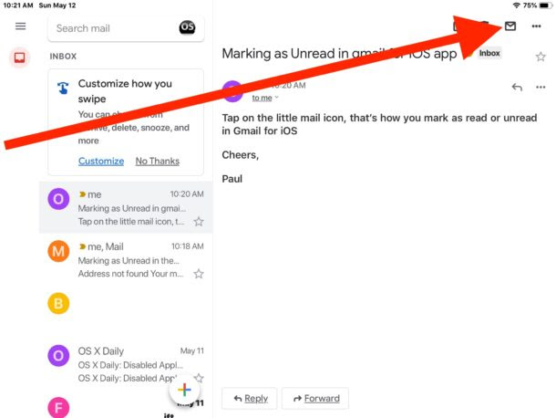 How to Mark Email as Unread or Read in Gmail for iPad ...