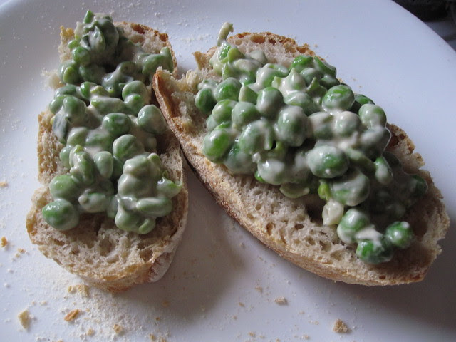 Tahini-smashed fresh peas