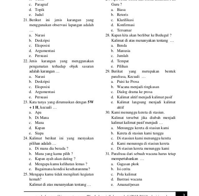 Soal Ukk Bahasa Indonesia Kelas 10 Semester 2 Kurikulum