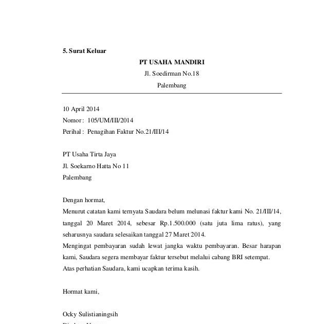 Surat Permohonan Cuti Tanpa Gaji Urusan Peribadi