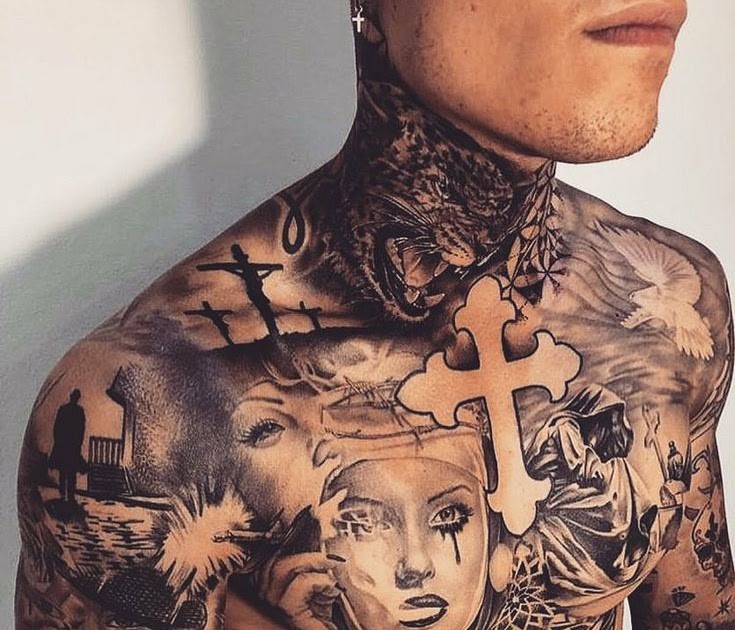 Tattoo Brust Mann Schrift