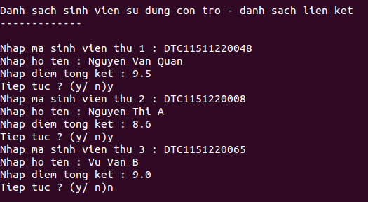 danh sách liên kết