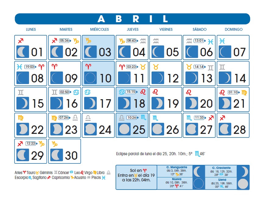 Mil recursos CALENDARIO LUNAR