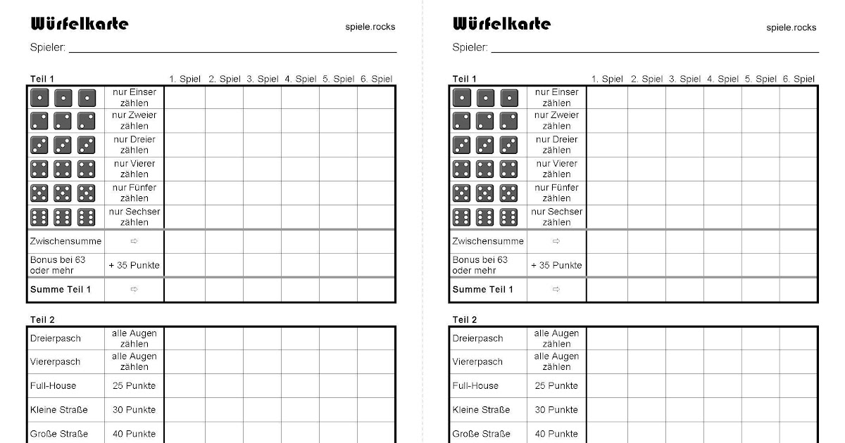 Kniffelblätter Zum Ausdrucken - Kniffelblätter Zum Ausdrucken / Kniffel