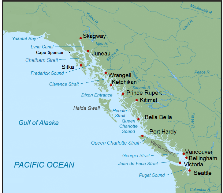 Alaska Inside Passage Map