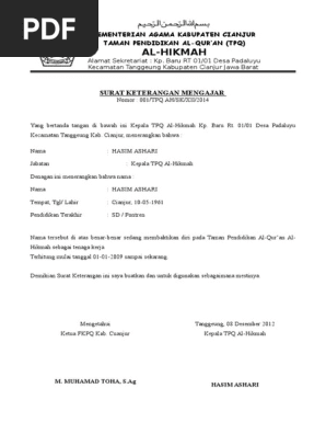 Contoh Surat Keterangan Domisili Tpq Latest Binge