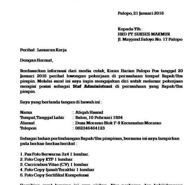 Contoh Surat Lamaran Ke Kantor Wali Nagari Contoh Surat