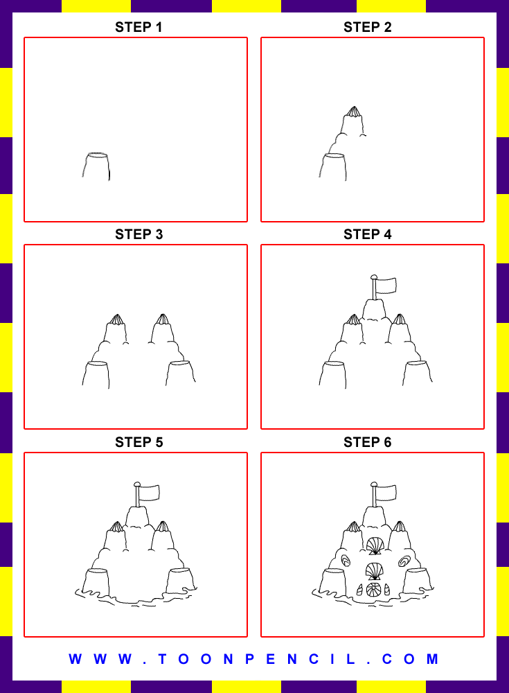 How To Draw A Sandcastle Step By Step