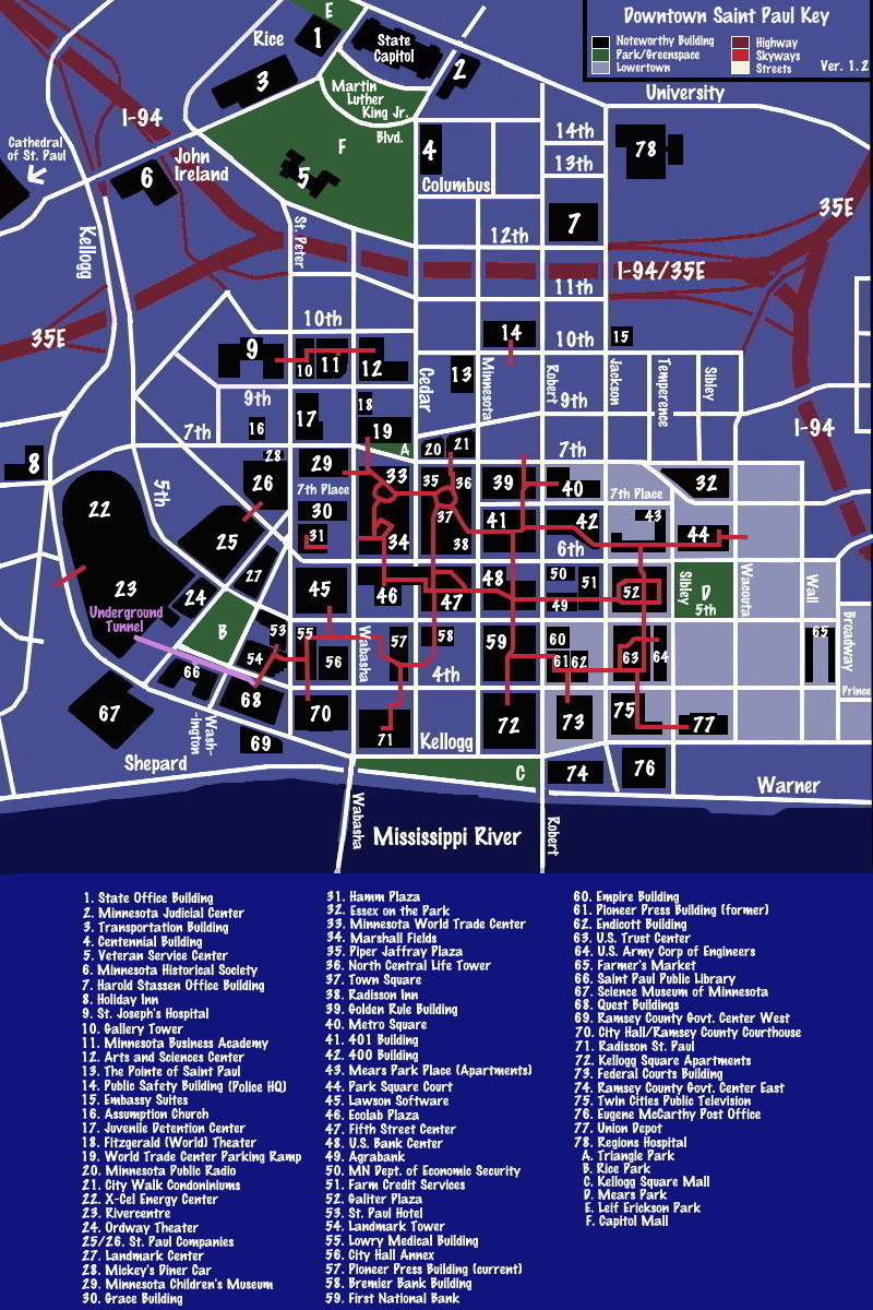 Map Of Skyway Downtown Minneapolis