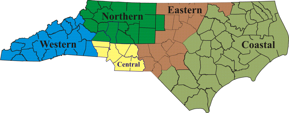 Regions Of Nc Map | Time Zones Map