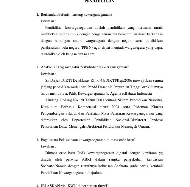 Contoh Soal Kewarganegaraan Dan Jawabannya  Soal Kelasmu