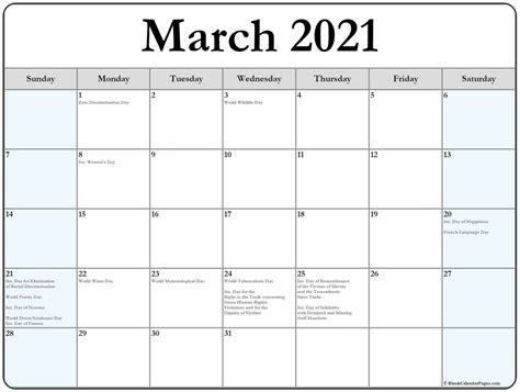 collection  march  calendars  holidays