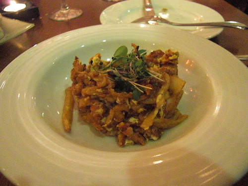 "Broken" Eggs with Panadera potato and Chorizo