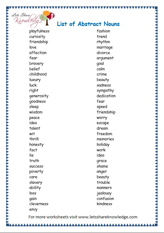 english-worksheets-abstract-nouns