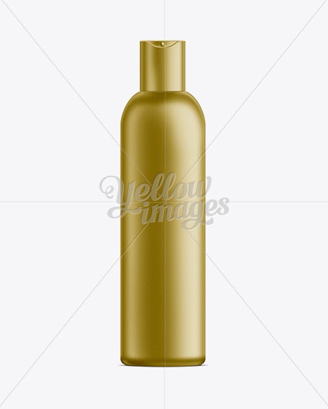 Download Download Gold Plastic Cosmetic Bottle With Lid 250 Ml Psd PSD Mockup Templates