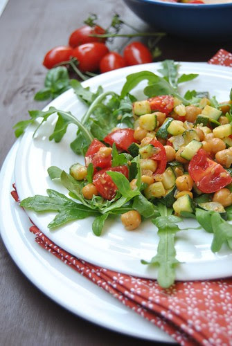 Chickpea and Zucchini Salad with Tomatoes and Arugula 