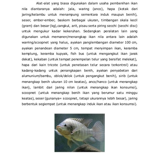 Teks Laporan Hasil Observasi Tentang Ikan Nila Berbagai Teks Penting