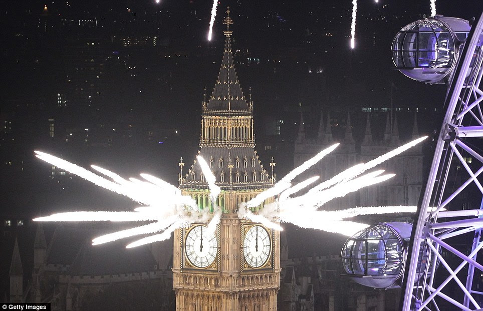 LONDON: Fireworks light up the sky and Big Ben just after midnight